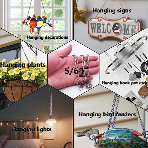 Stainless Steel Link Chain, 304 Stainless Steel Link Proof Coil Chain Heavy Duty Chains Hanging Safety Chain for Swing Plants Anti-Theft...