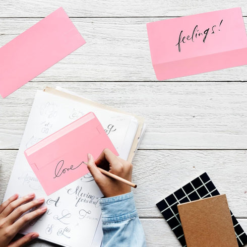 50 packs #6 3/4 Business envelopes, pink envelopes, self-sealing standard envelopes, suitable for personal and business, checks, mailing letters, ...