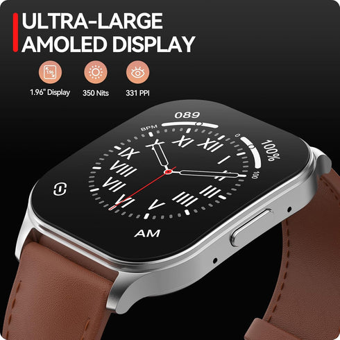 Smart Watch for Men Women, 1.96" AMOLED Display, Fitness Watch(Answer/Make Call) with Heart Rate Sleep SpO2 Monitor,IP68 Waterproof Activity Track...