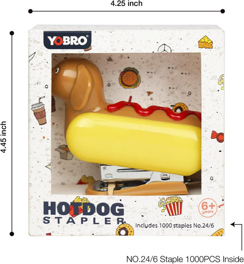 Mini Stapler for Kids Students Novelty Hotdog Desktop Stapler with 1000PCS Staples 12 Sheets Capacity Stationery Animal Stapler for Home Office Gi...