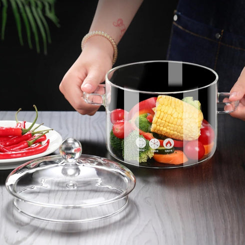 Glass Saucepan with Cover Heat-resistant Glass Stovetop Pot and Pan with Lid for Pasta Noodle, Soup, Milk, Baby Food (78oz/2300ml)...