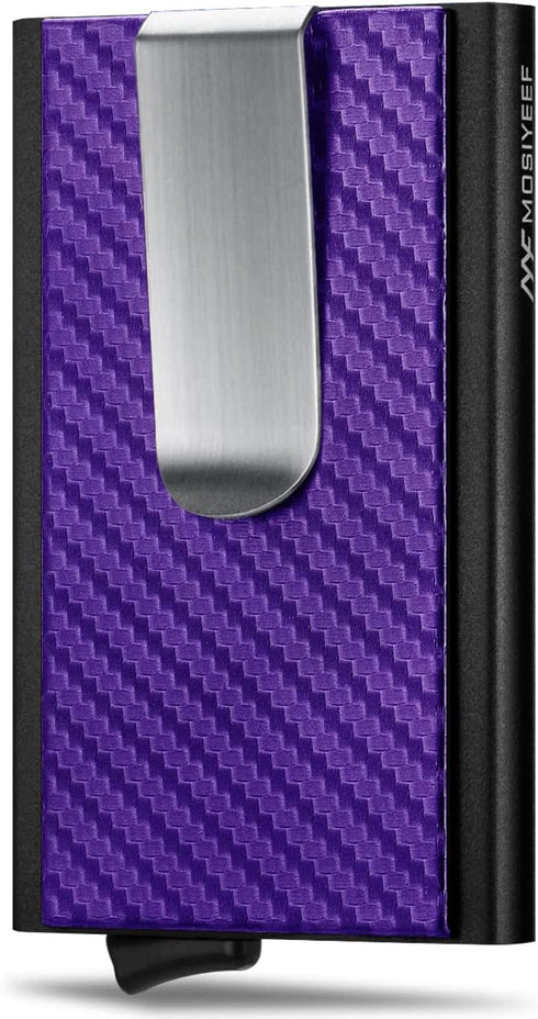 MOSIYEEF Minimalist Wallet for Men, RFID Blocking Card Wallet for Men, Card Holder with Money Clip with Leather Wrapped, Slim Front Pocket Automat...