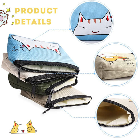 iSuperb Pack of 4 Canvas Coin Purse Change Cash Bag Zipper Small Purse Wallets...
