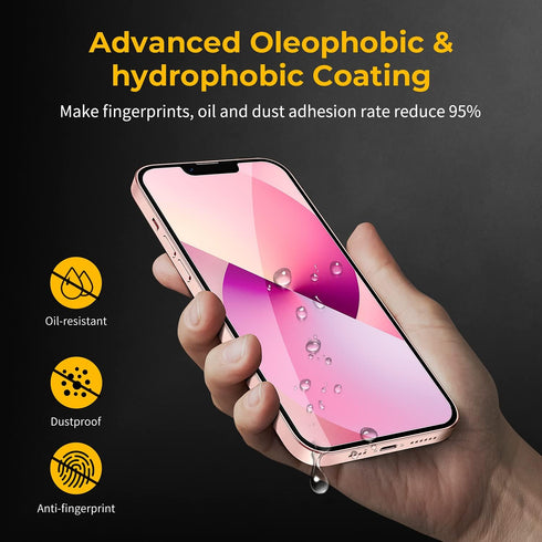 UNBREAKcable 3-Pack Screen Protector for iPhone 14/13/13 Pro, Double Shatterproof Tempered Glass with Easy Installation Frame for iPhone 6.1 Inch....