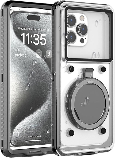 Series 8 Pro Max Waterproof Phone Case,Universal Self-Check Function Underwater Pouch Dry Bag Beach Travel Essentials Snorkeling Case for iPhone 1...