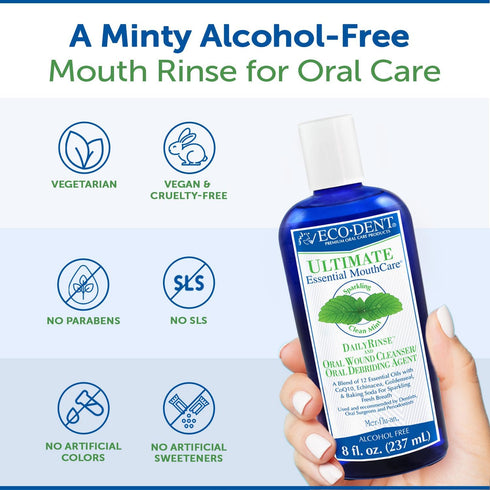 Eco-Dent Alcohol-Free Mouthwash, Mint - Ultimate Essential MouthCare, Oral Care Mouth Wash for Adults, Baking Soda Mouth Rinse with Essential Oils...