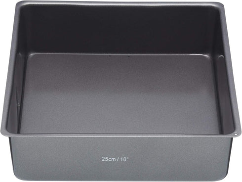 MasterClass 25 cm Deep Cake Tin with PFOA Non Stick and Loose Bottom, 1 mm Carbon Steel, 10 Inch Square Pan...