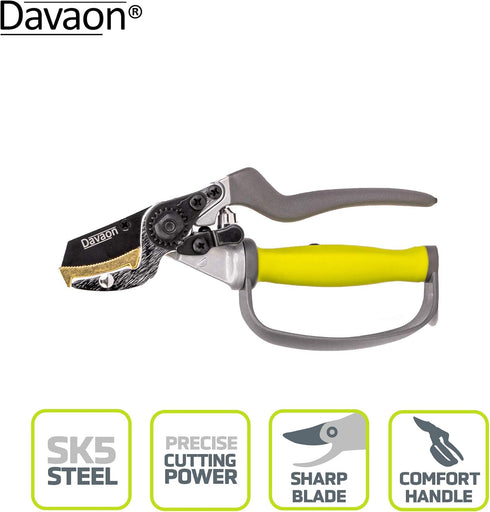 Davaon Pro Anvil Pruning Shears for Gardening - Achieve 30% More with Less Effort with These Premium Garden Pruners, Plant Shears for Razor-Sharp ...