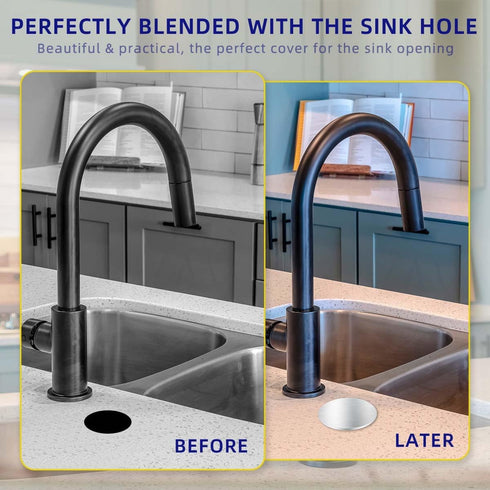 Kitchen Sink Hole Cover Faucet Hole Cover Stainless Steel Plug Sealing Cover Kitchen Sink Tap Hole Plate Stopper Cover 2 Inch Blanking Metal Plug ...