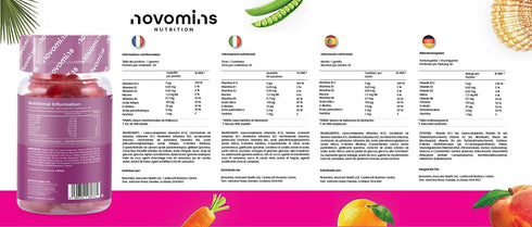 Novomins Kids Vitamin B12 Gummies - Energy & Metabolism Support Supplement - 30 Chewable Childrens B Complex Supplements – Vegan, Non-GMO - Enrich...