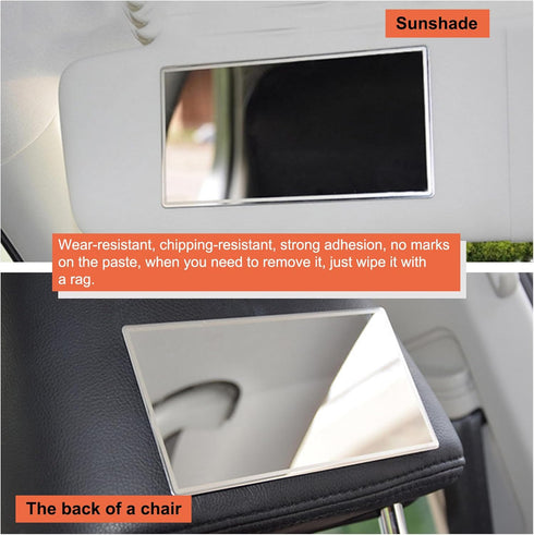 Car Sun Visor Mirror, Stainless Steel Sun-Shading Cosmetic Mirror for Wife Girlfriend, 5.91"×3.15" Seatback Makeup Mirror Stick on Car Vanity, Car...