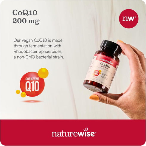 NatureWise CoQ10 200mg Softgels, High Potency CoQ10 200mg Ubiquinone - Antioxidant for Heart Health + Energy, Coenzyme Q10 Supplements - Vegan, No...