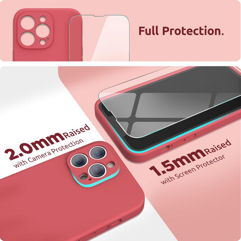 SURPHY Compatible with iPhone 13 Pro Case with Screen Protector, (Camera Protection + Soft Microfiber Lining) Liquid Silicone Phone Case 6.1 inch ...