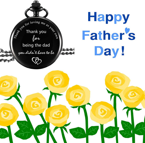 Tatuo Dad Presents Pocket Watch for Father in Law, Stepdad Thank You for Loving Me as Your Own Quartz Pocket Watch for Father...