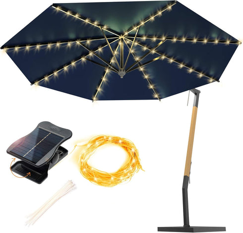VOOKRY Solar Umbrella Lights Outdoor, Waterproof Solar Powered Patio Umbrella Lights Cordless 8 Modes LED Umbrella Patio Lights for Beach Tent Cam...