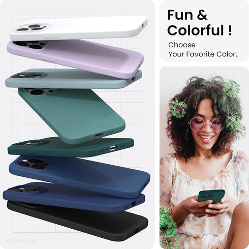 ORNARTO Compatible with iPhone 14 Pro Max Case 6.7, Slim Liquid Silicone 3 Layers Full Covered Soft Gel Rubber Phone Case Protective Cover with Mi...