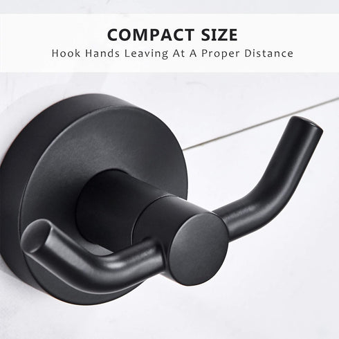 MARMOLUX ACC - 2pack Black Bathroom Hooks for Towels | Modern Black Hooks, Double Robe & Towel Hooks Ideal as Bathroom Towel Holder, Shower Wall H...