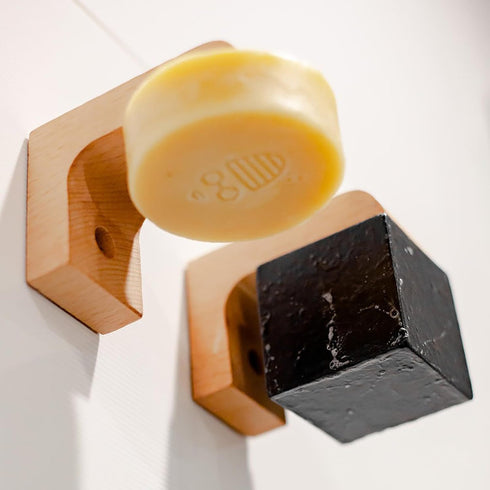 Beauty and the Bees Air Dry Magnetic Soap Holder in-Shower Storage for Soaps Bars - No More Soggy Soaps - Wooden Soap Dish Dispenser Bath Kitchen ...
