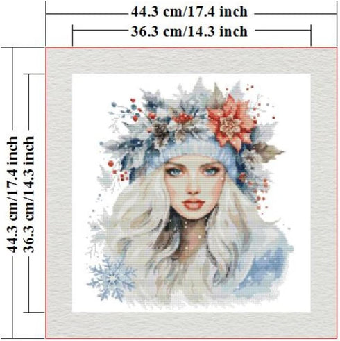 ITSTITCH Stamped Cross Stitch Kits - Full Set of Embroidery for Beginners or Adults,14 CT 2 Strands DIY Angel of Winter Patterns Counted Arts Craf...