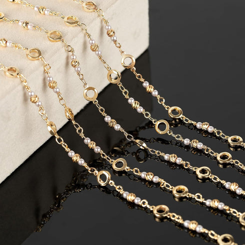 KYUNHOO 13 Feet Gold Plated Necklace Chain Bulk on Spool Beads Hollow Circle Decoration Solid Brass Chain Links with Lobster Clasps and Jump Rings...