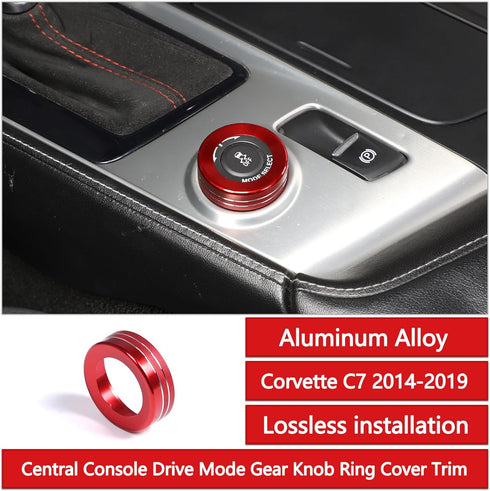 Gear Shift Knob Ring Cover Trim Compatible with Corvette C7 Stingray 2014-2019 Aluminum Alloy 1PCS Central Console Drive Mode Knob Ring Cover Trim...