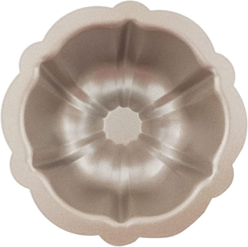 4 Inch Nonstick Mini Bundt Cake Pan, Set of 4 for Baking, Carbon Steel Fluted Cake Pans, Metal Round Pumpkin Shaped Cake Mould for Cupcake, Muffin...