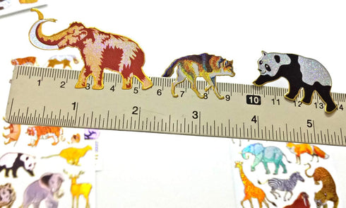 Wildlife Sticker Self-Adhesive Glitter Metallic Foil with Tiger Lion Deer Buffalo Zebra Camel Kangaroo Rhino Giraffe Boar Bear Wolf Crocodile Walr...