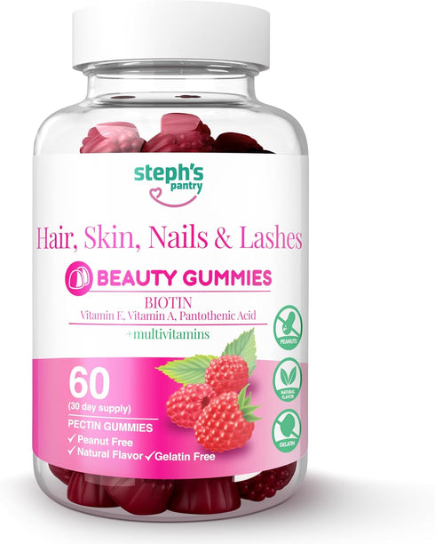Steph's Pantry Biotin Gummies for Hair, Skin, Nails, & Lashes High Strength Gummies | Daily Multivitamins | Gluten-Free, Nut-Free, Non-GMO, Plant-...