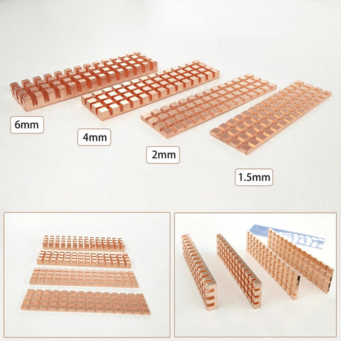 M.2 2280 SSD Heatsink Copper Kit, 67x18x4mm Cooler Heat Sink + Silicone Based Thermal Pad for Cooling M.2 SSD, NVME SSD, SSD...