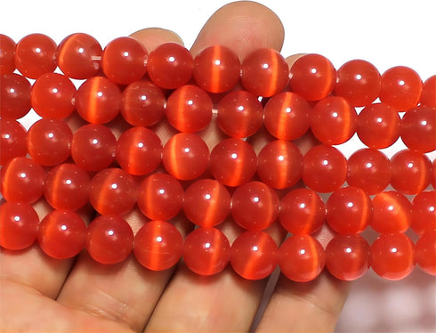 105pcs Red Cat Eye Stone Beads 10mm Round Crystal Loose Bead for Jewelry Making DIY Bracelets Necklace Accessories...