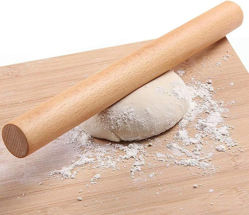 Wooden Rolling Pin for Baking Pizza making, Professional Dough Roller Rolling Pins Wood, 15-3/4-Inch by 1-1/4 Inch, Beech Wood for Baking Pizza, C...