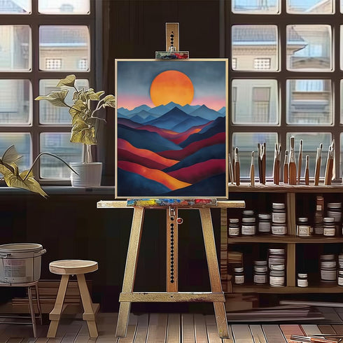 Natuyalo Paint by Numbers for Adults - DIY Adult Paint by Number Kits Painting on Canvas Mountain Painting by Numbers for Beginners, Sunset Landsc...