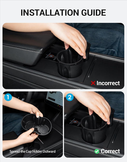 Motrobe Tesla Model Y 2021-2024 Model 3 2021-2023 Center Console Cup Holder Insert Tesla Center Console Interior Accessories ONLY FIT New Console...