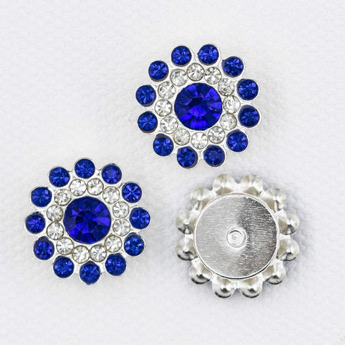 50 pcs Rhinestone Embellishments Crystal Decoration Brooch Button Flatback DIY Craft for Flower Headband Dress Accessory 14mm (Blue)...