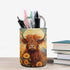 Upetstory Highland Cow Pencil Holder for Desk Office Classroom Pen Cup Storage Pouch Makeup Brush Holder Workspace Organization Holiday Gifts...