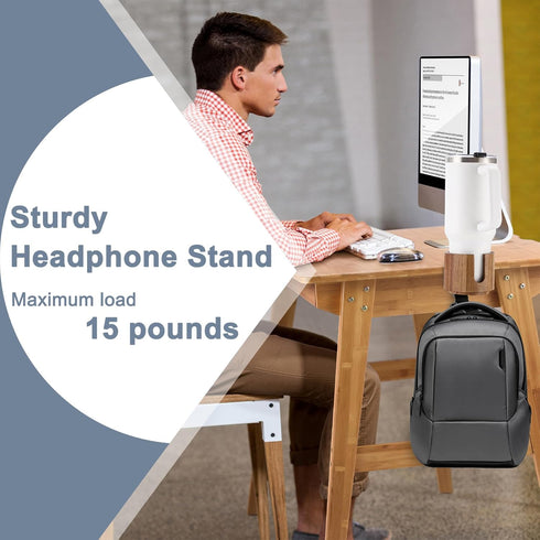 Nnewvante Desk Cup Holder, 2 in 1 360° Rotating Headphone Hanger Under Desk, 360° Anti-Spill Cup Holder, Table Cup Holder for Water Bottles, Gamin...