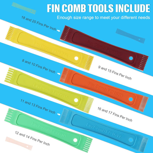 3 Pieces FCR6 Fin Comb Air Conditioner Fin Cleaner Set with 2 Different Brush Condenser Applicable to More Occasions Evaporator Radiator Clean Rep...