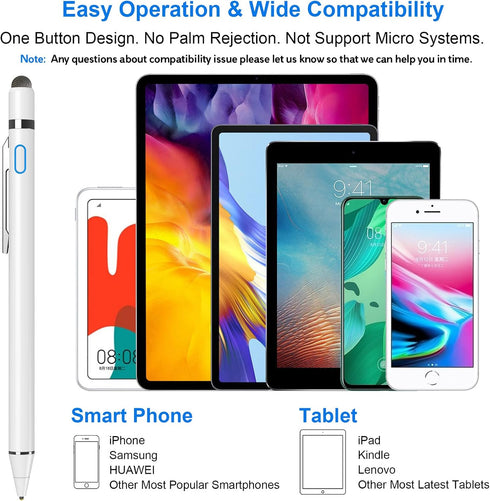 NTHJOYS 2 in 1 Rechargeable Digital Pen Fine Point Stylus for iPhone/iPad Pro/Mini/Air/Samsung and Other Touch Screens...