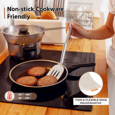 E-far Cooking Utensils Set of 4, Silicone Kitchen Utensils for Non-stick Cookware, Heat Resistant & Non-toxic Slotted Spatula Solid Spoon Turner f...