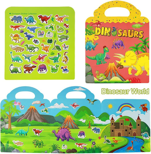 Reusable Sticker Books for Kids, 2 Sets Travel Removable Toddler Sticker Books for 3 4 5 Year Old Girls Boys Birthday Gifts Educational Learning T...