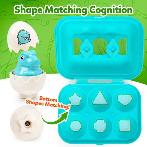 Dinosaur Matching Eggs Toys for Toddlers- Sensory Fun Educational Learning Fine Motor Puzzle Matching Games Best Easter Basket Stuffers Birthday G...