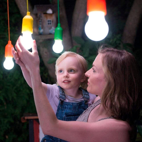 Enchanting Playhouse or Treehouse Adventure: 4-Pack Battery-Operated Kids' Hanging Lights with Safe Touch and Easy Pull Chain...