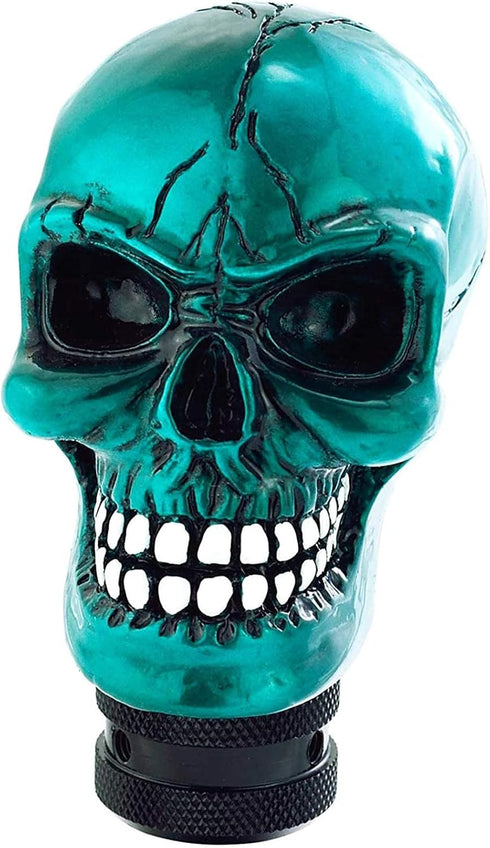 Lunsom Skull Gear Stick Shifter Knob, Resin Gear Shift Head Shifting Stick Handle Car Transmission Fit Automatic Manual Vehicle (Cyan)...
