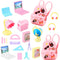 Zhanmai 21 Pieces Doll School Stuff Mini School Supplies Doll School Accessories School Playset for Dolls Mini Pink Doll Backpack Desk Lamp Laptop...