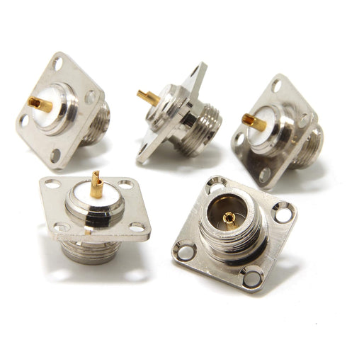 Ancable 5-Pack N-Type Female Jack 4 Hole PCB Panel Mount Solder RF Connector Adapter...