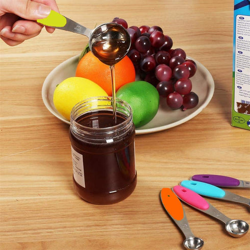 Fsdifly-Stainless Steel Measuring Spoons 5 Piece Stackable Set - Measuring Set for Cooking and Bakin (A)...