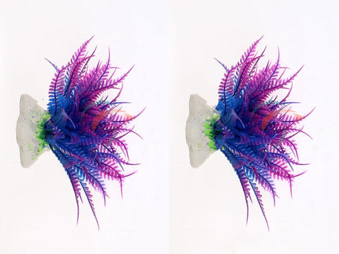 4.33 inches Aquarium Plastic Plants Fish Tank Costume (Purple)-2Pcs...