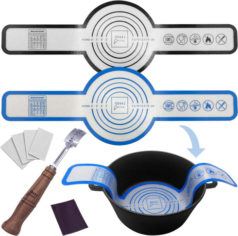 Extra-long Dutch oven 2 PCS silicone re-useable bread baking sling mat + 1 bread lame. Wide sling handles, non-stick, heat resistant for sourdough...