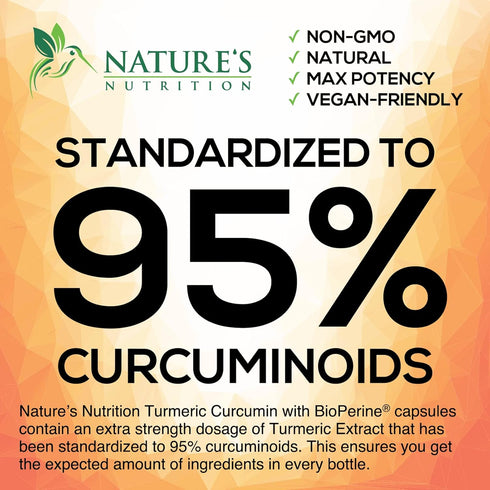 Turmeric Curcumin with BioPerine 95% Standardized Curcuminoids 1950mg - Black Pepper Extract for Max Absorption, Nature's Joint Support Supplement...