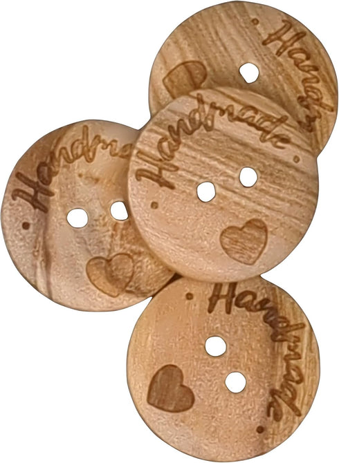 Wooden Buttons Handmade - Waxed Olive Wood - 2 Holes / 4 Sizes * Manufactured in Europe * (20 mm)...